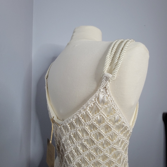 Crochet Maxi Dress Handmade Woven Silk Ivory Large Lined Palma Canaria Wedding - Picture 3 of 15
